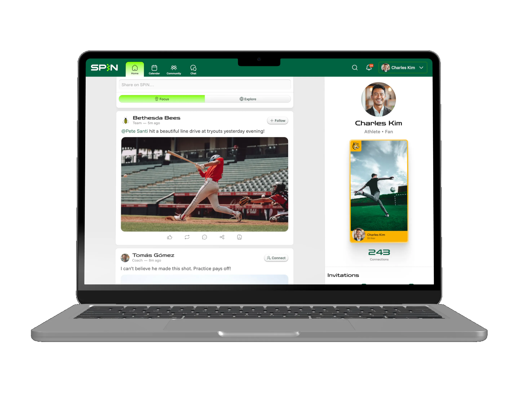 SPiN community feed on desktop