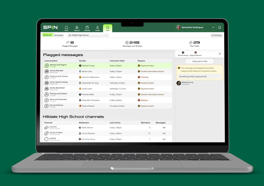 SPiN desktop chat moderation dashboard